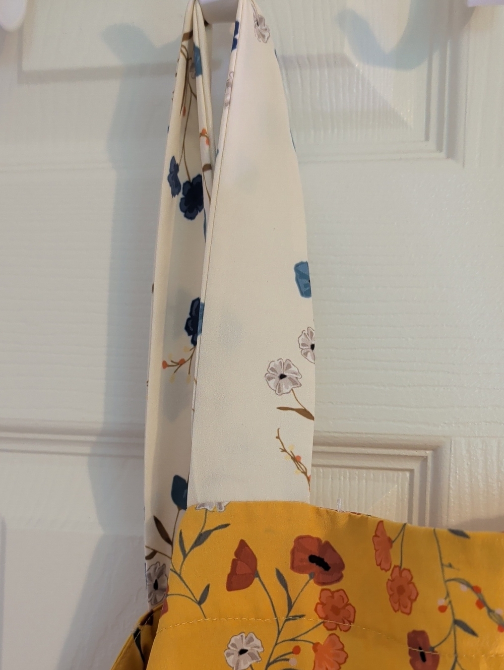 Zara Yellow Floral Handkerchief Hem Dress with White Floral Trim Patchwork Flowy - Picture 6 of 8